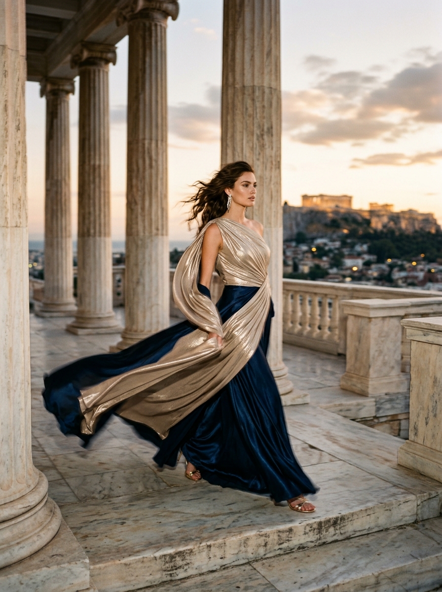 Aegean Dusk Silk Gowns - Point Fashion Collection