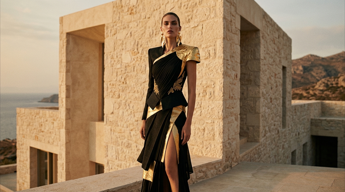 Point Fashion Editorial Haute Couture Model in Athens